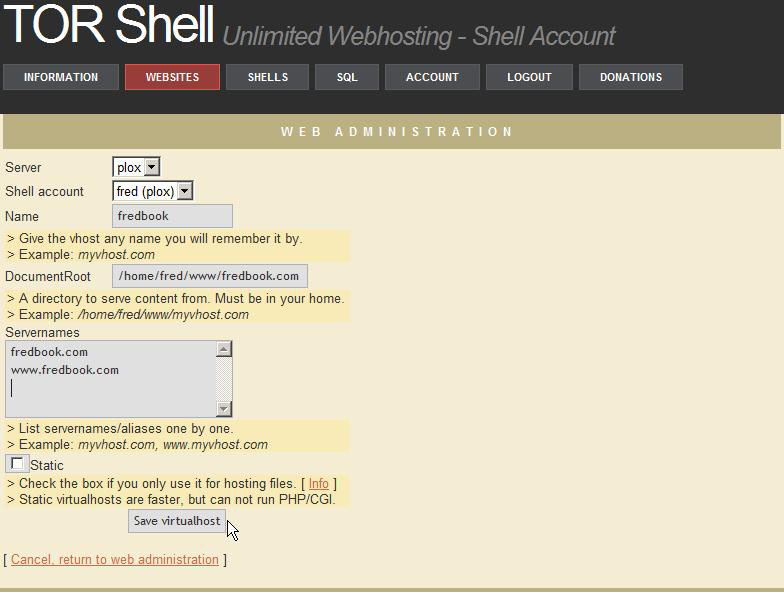 Custom virtualhost